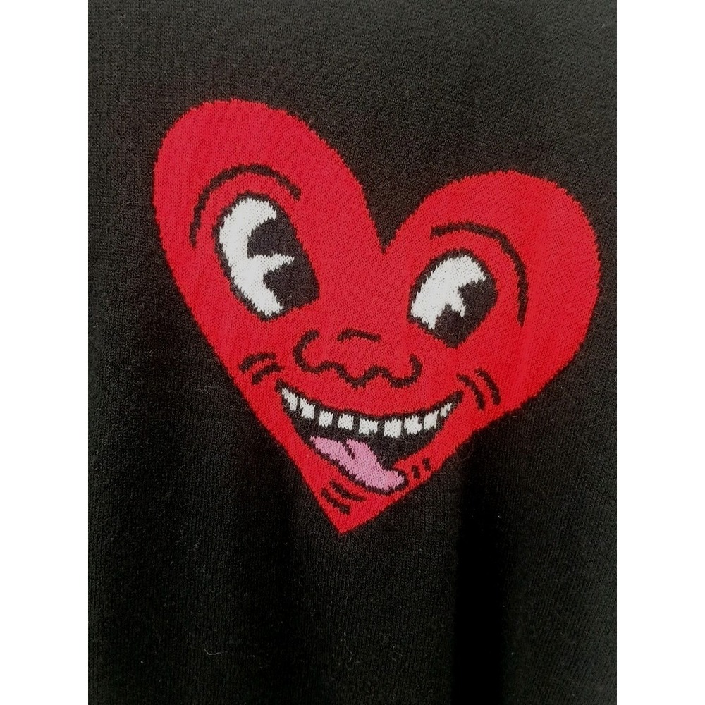 Keith Haring Sweater Happy Heart Big Logo Size Large Valentine's Day - Picture 5 of 6